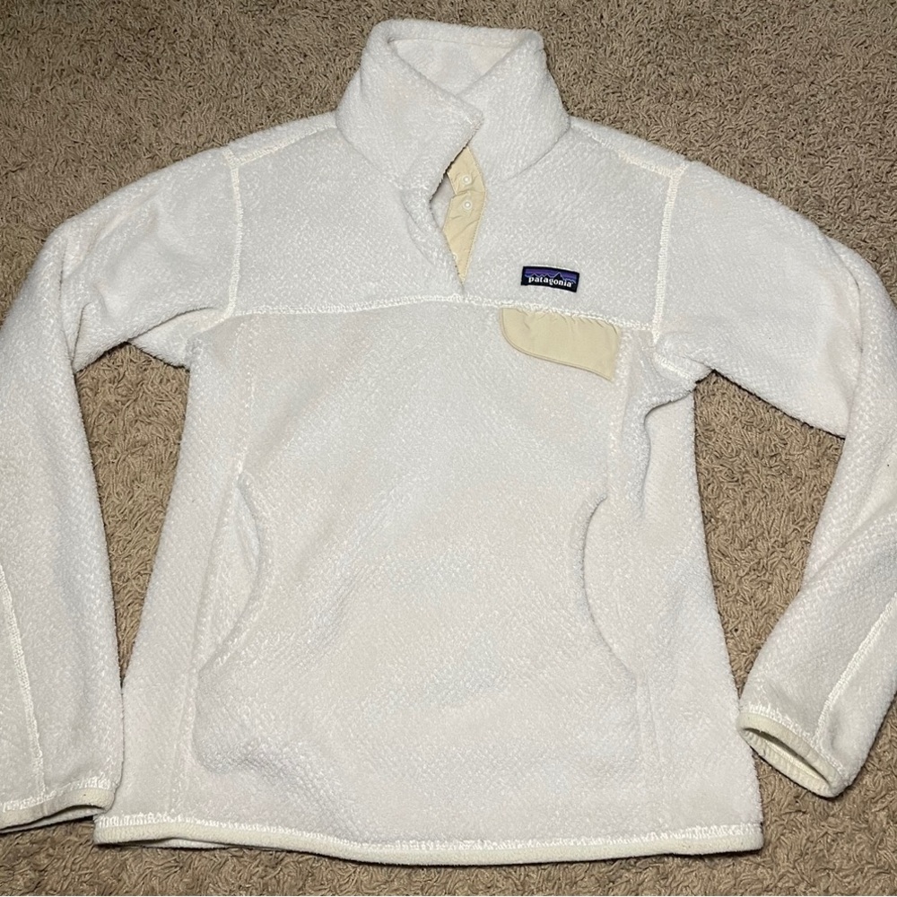 Patagonia Women’s Retool Snap T Fleece Jacket Pullover White Size Small